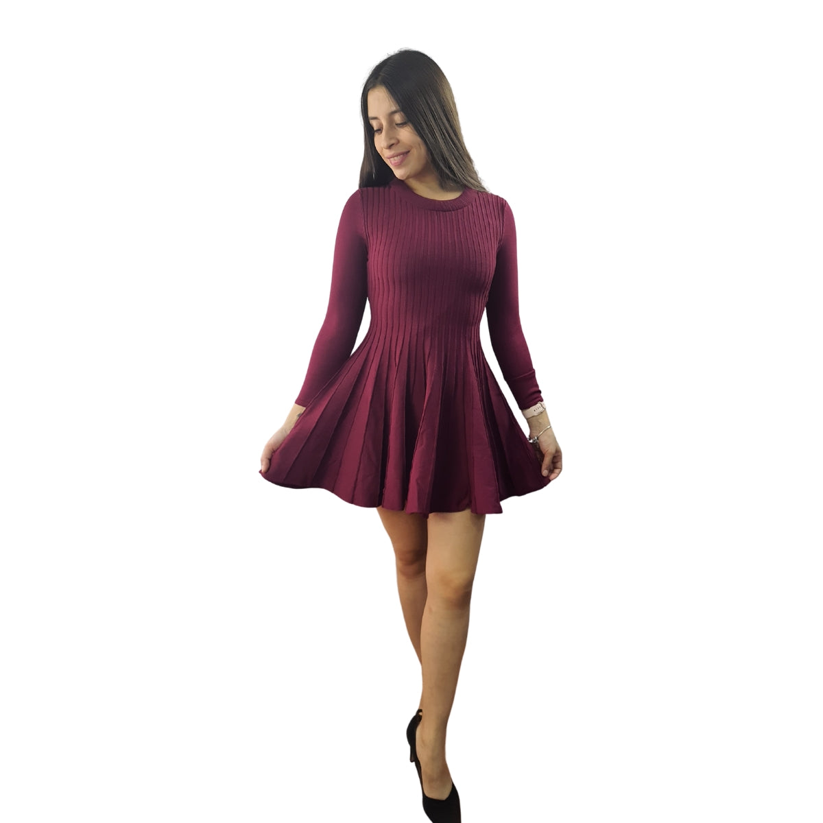 Vestido Vero Moda Vino Style PLUM 7/8 KNIT DRESS(BN-ET-2)
