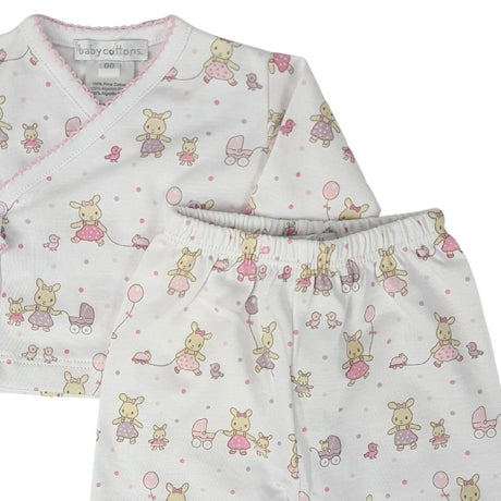 Pijama Set Baby Cottons Bunnies Batita ML Ranita C/pie Blanco Rosa