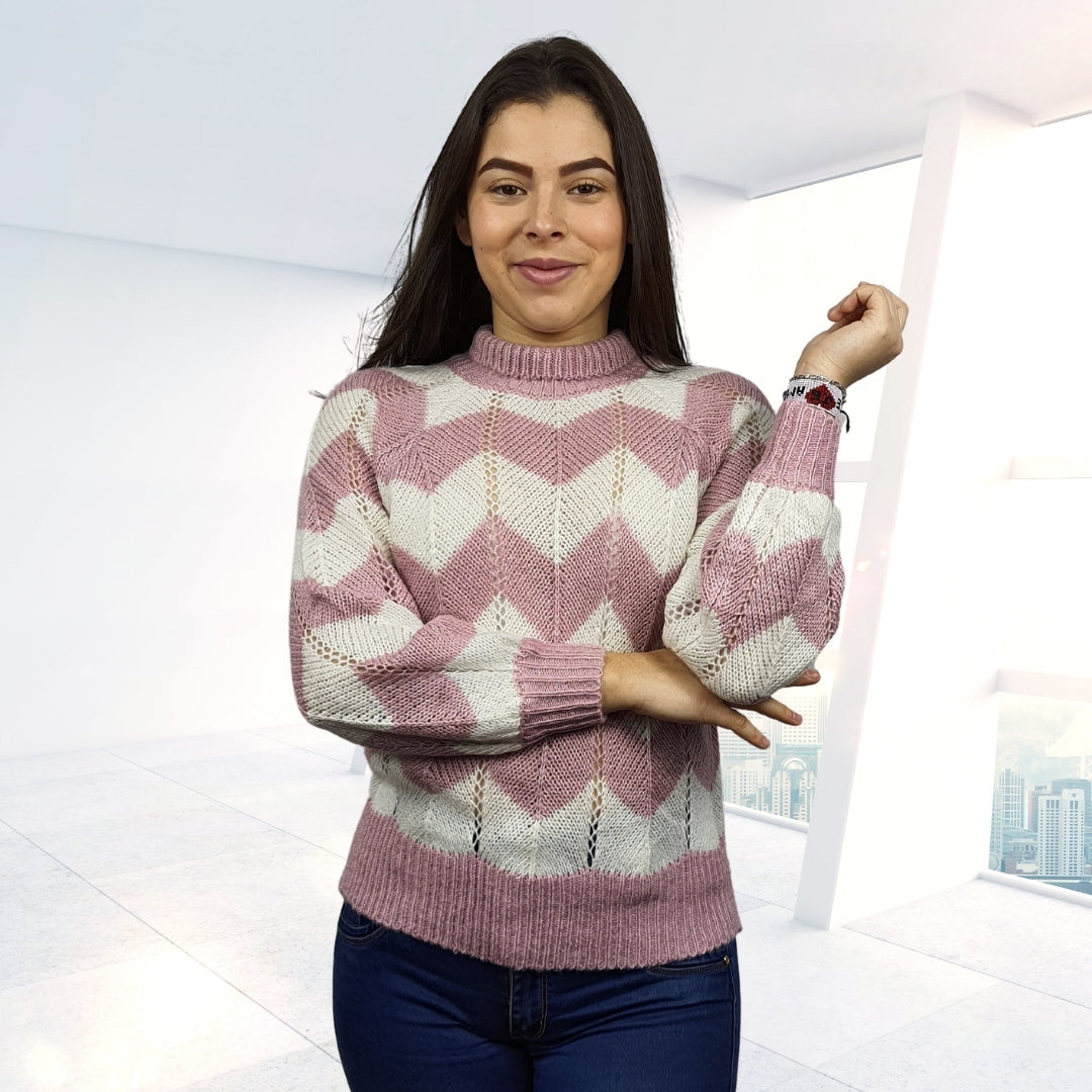 Sweater Vero Moda Morado con Blanco Style CHOICE CARRY L/S KNIT-OR