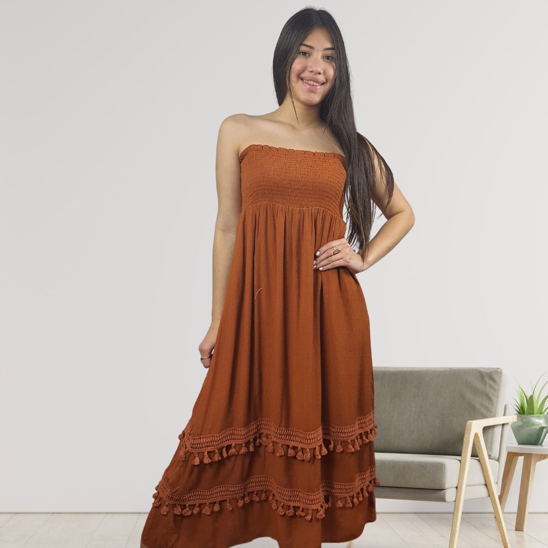 Vestido Vero Moda Marron Style TOOTH DRESS SKIRT(CR)