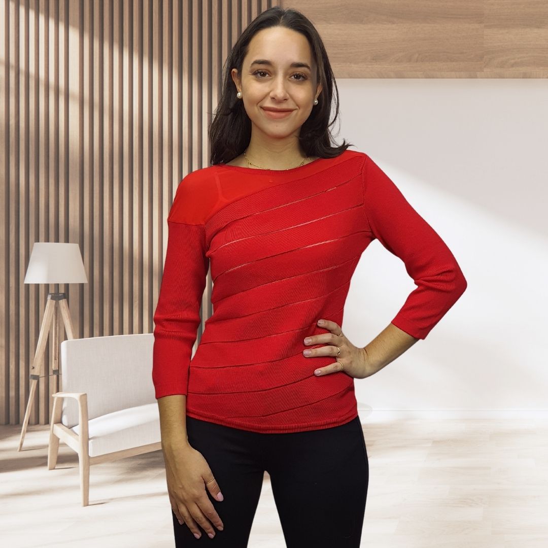 Sweater Vero moda Rojo  Style UEY L/S KNIT(VMC-UM)
