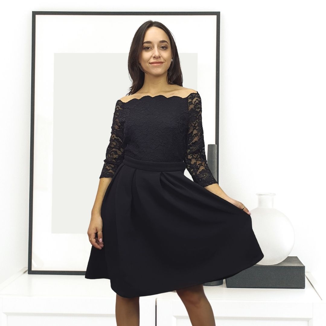 Vestido  Vero Moda Negro  Style NICOLA 3/4 JERSEY DRESS(BN-ES-2)