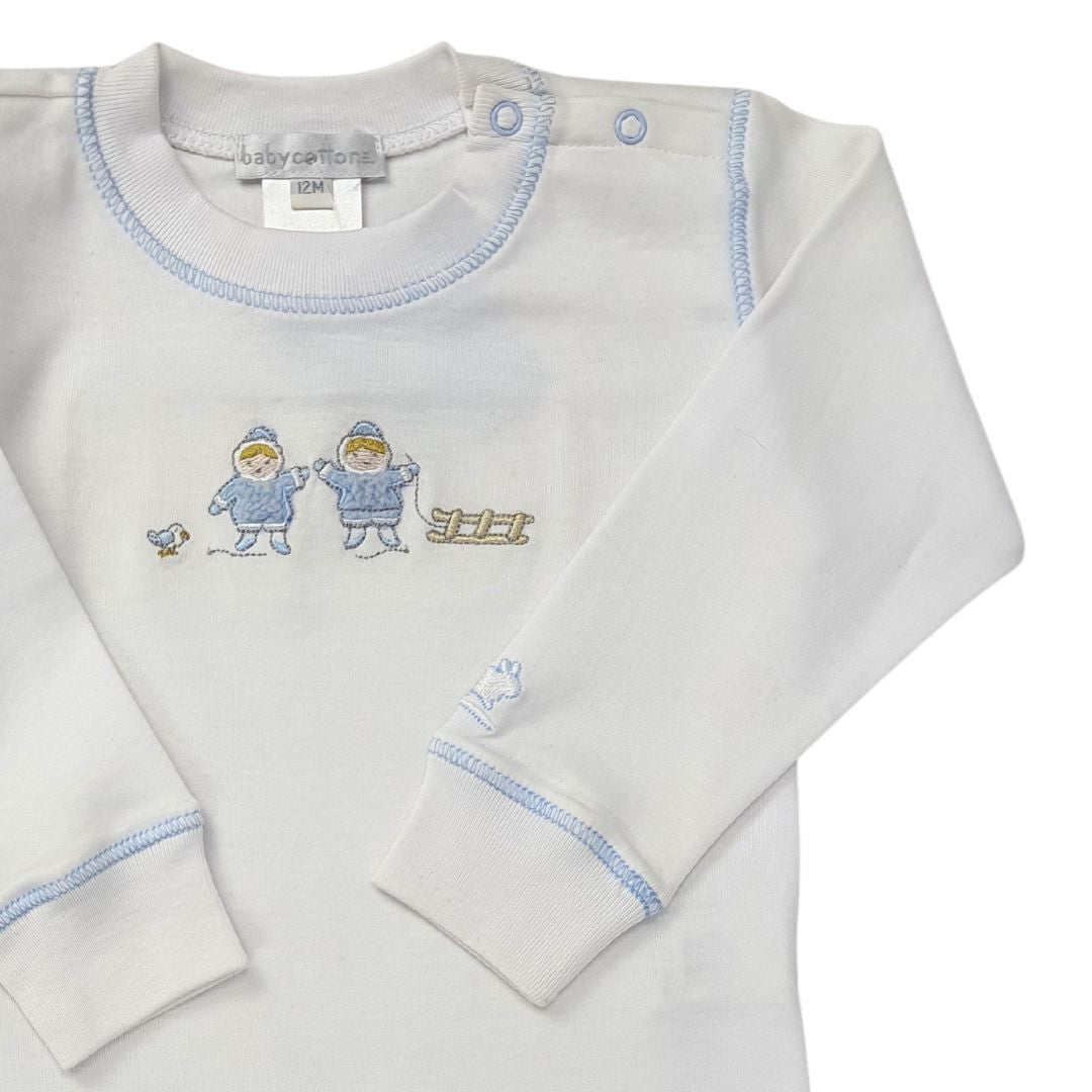 Body Babycottons T-Shirt ML Artic Blanco Celeste