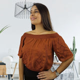 Top  Vero Moda Marrón   Style VICKY 1/2 WOVEN TOP(HH)