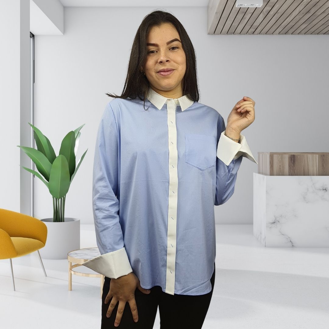 Blusa Vero Moda Azul Style PANDORAL L/S SHIRT(MW-EC-1)