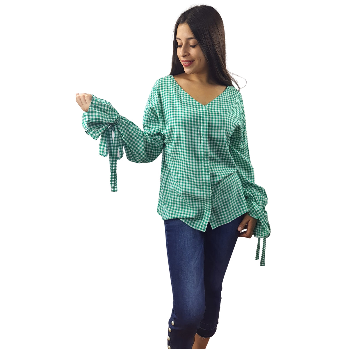 Blusa Vero Moda Verde Style POMELO TARTAN L/S SHIRT(SL)