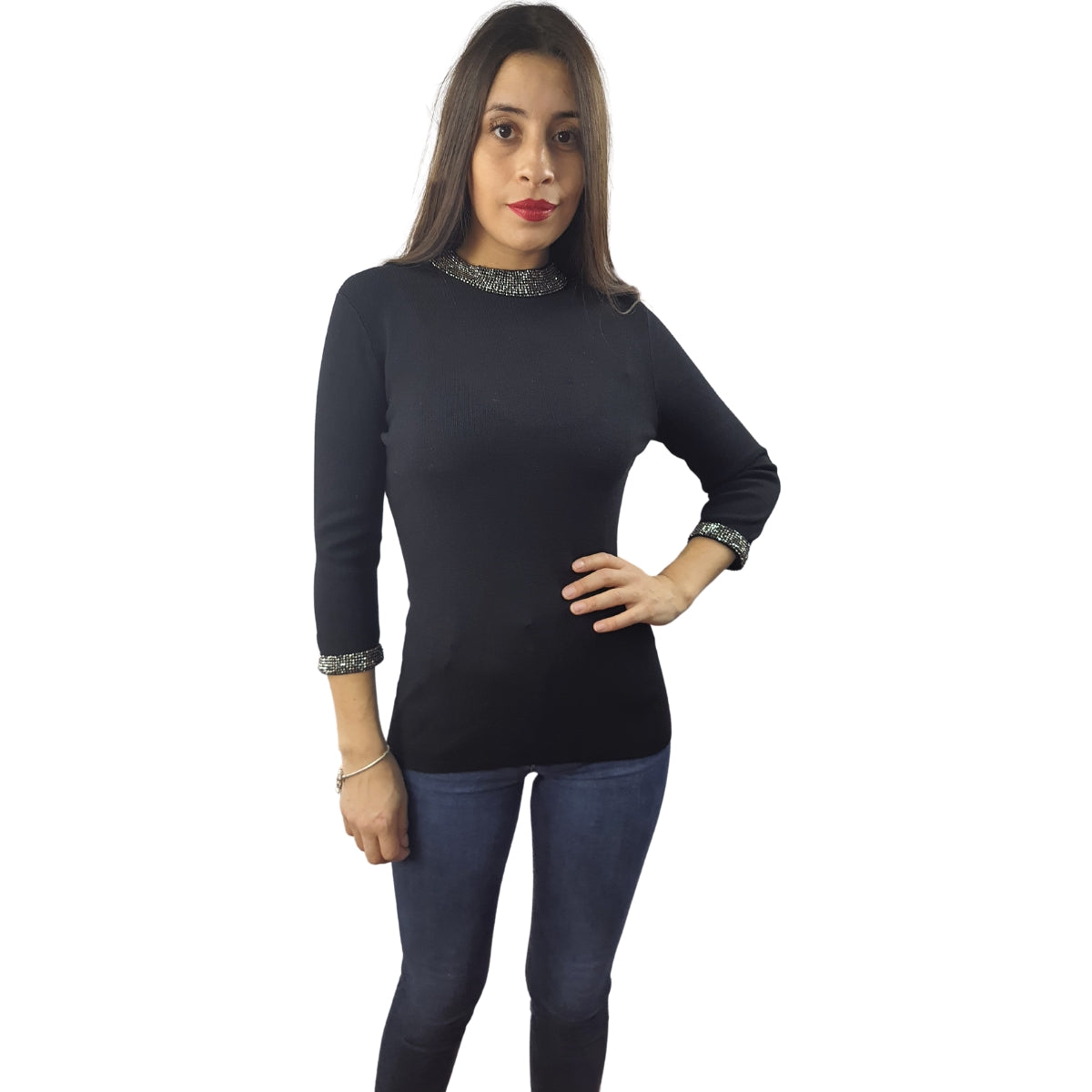 Blusa Vero Moda Negro Style JOHN 3/4 KNIT(VMC-EL)