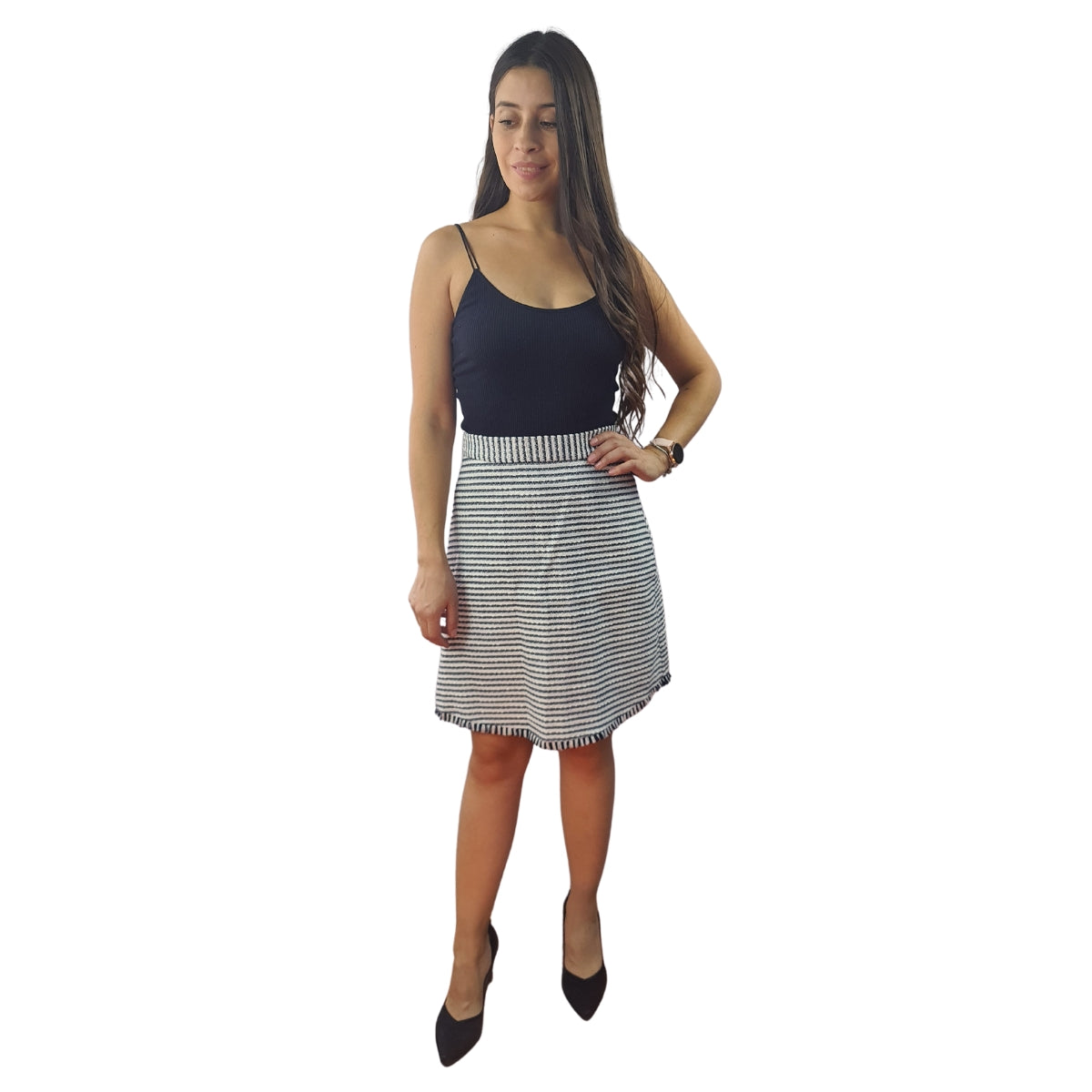 Falda Vero Moda Azul Oscuro con Blanco Style JOANNA MINI SKIRT(TP-ET-2)