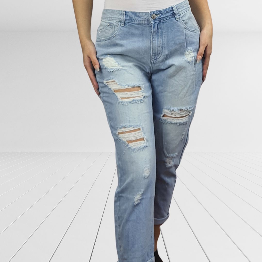 Jeans Vero Moda Azul Claro Style MABEL 9/10 BOYFRIEND JEANS(BN-CT-3)