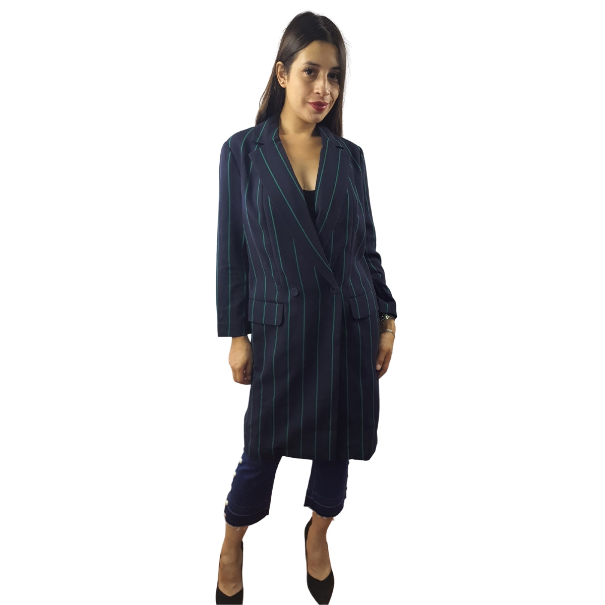 Blazer Vero Moda Azul Oscuro Style PAGE STRIPE 3/4 BLAZER(PM-ET-2)