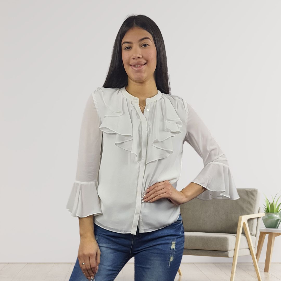 Blusa Vero Moda Blanco Style GIGI 3/4 SHIRT(VMC-DR)