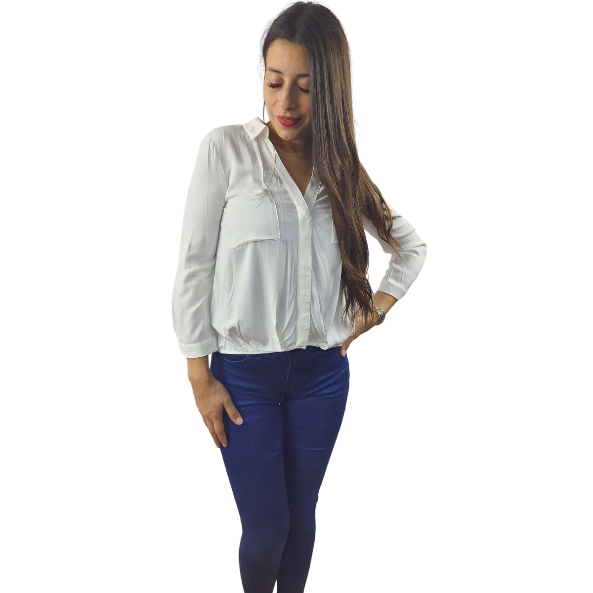 Blusa Vero Moda Blanco Style JUNGFRAU SOLID 3/4 SHIRT(TP)