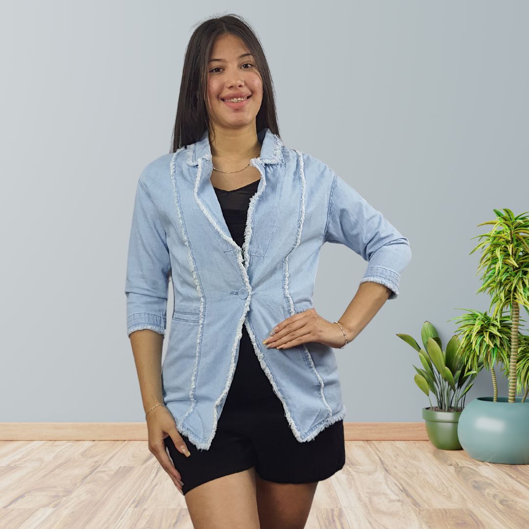 Blazer Vero Moda Azul Claro Style CANADA 3/4 DENIM BLAZER(NN)