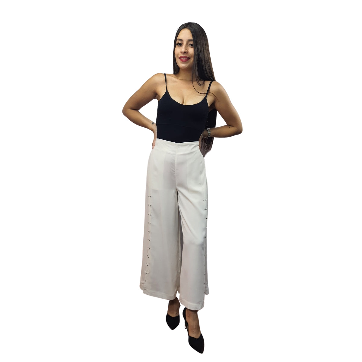 Pantalon Vero Moda Blanco Style CHOICE RIVET 9/10 WIDE PANTS(NR)-OR