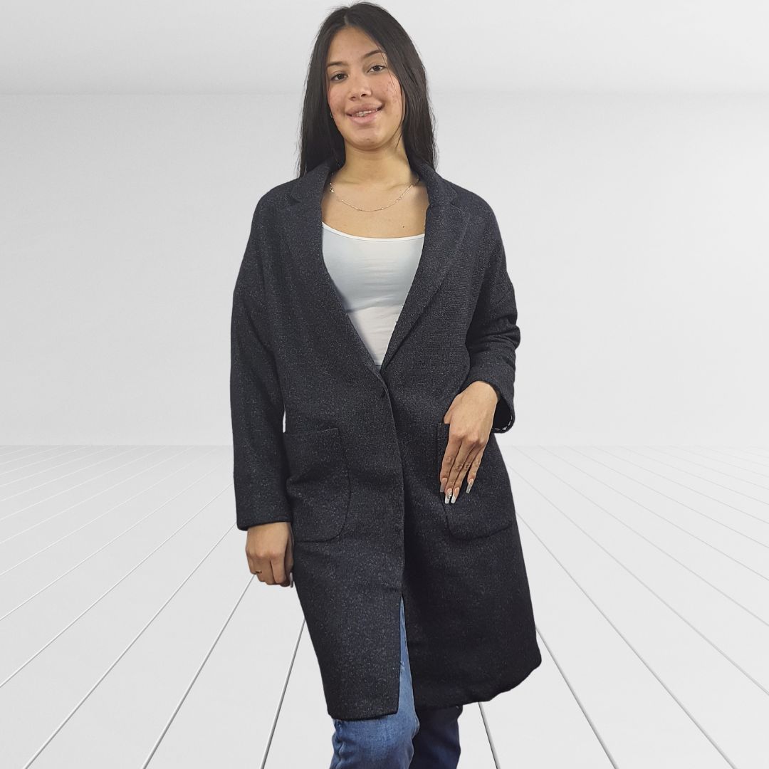 Blazer Vero Moda Azul Oscuro Style MELANGE L/S COAT(EL)