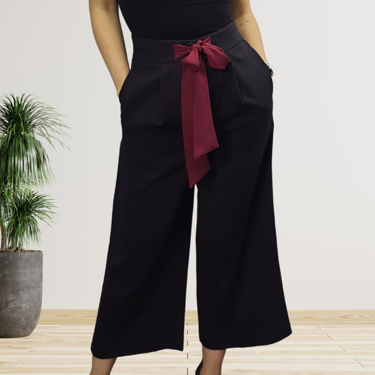 Pantalon Vero Moda Negro Style NICK 7/8 WIDE PANTS(VMC-FL)