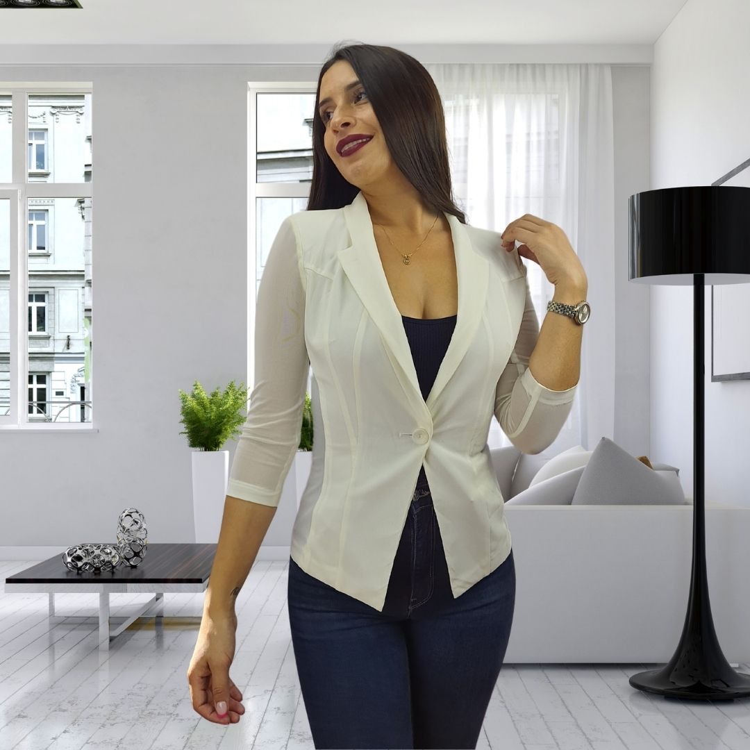 Blazer Vero Moda Crema Style ISLAND MESH 3/4 BLAZER(RN)