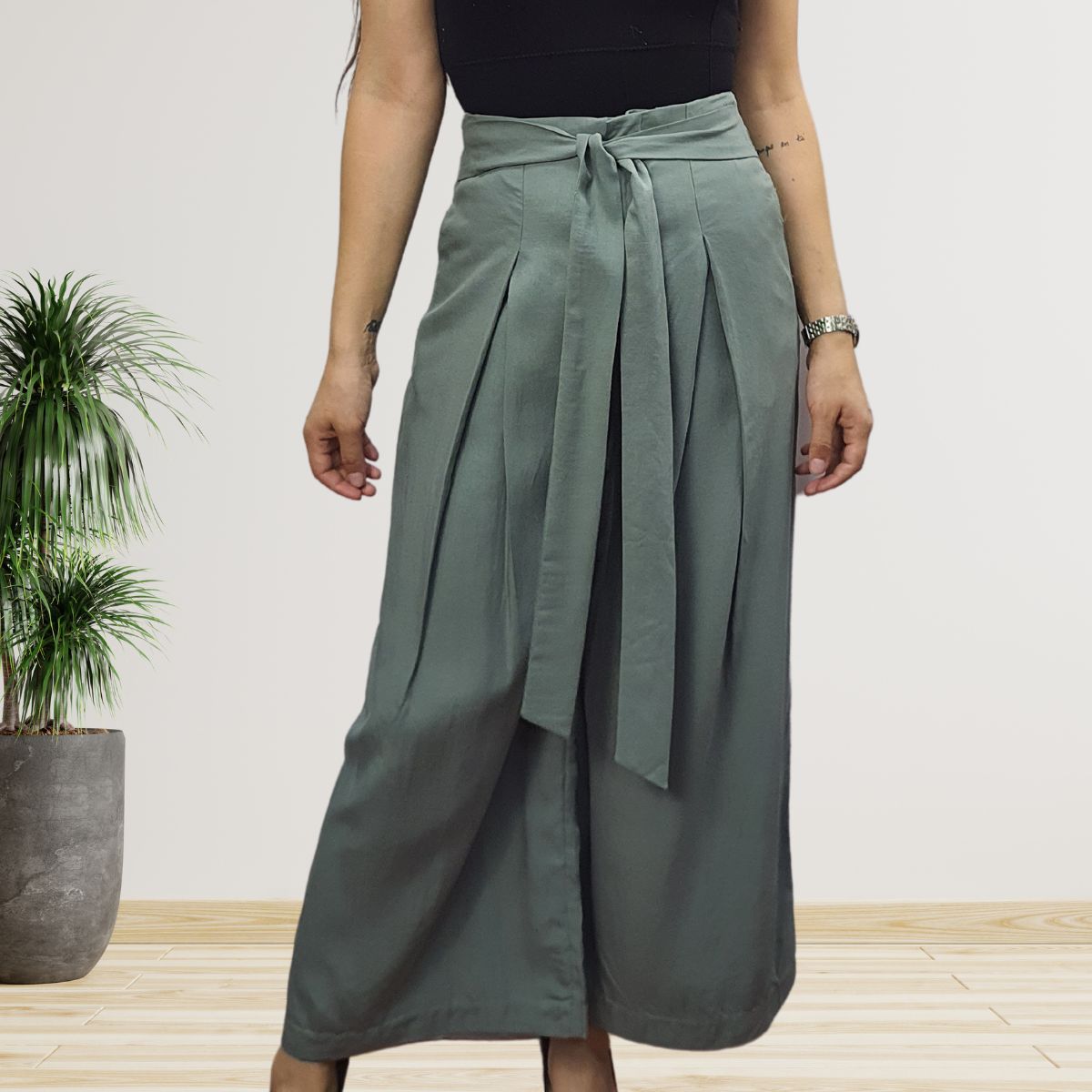Pantalon Vero Moda Verde Style WITTY SOFT 9/10 WIDE PANTS(NR)
