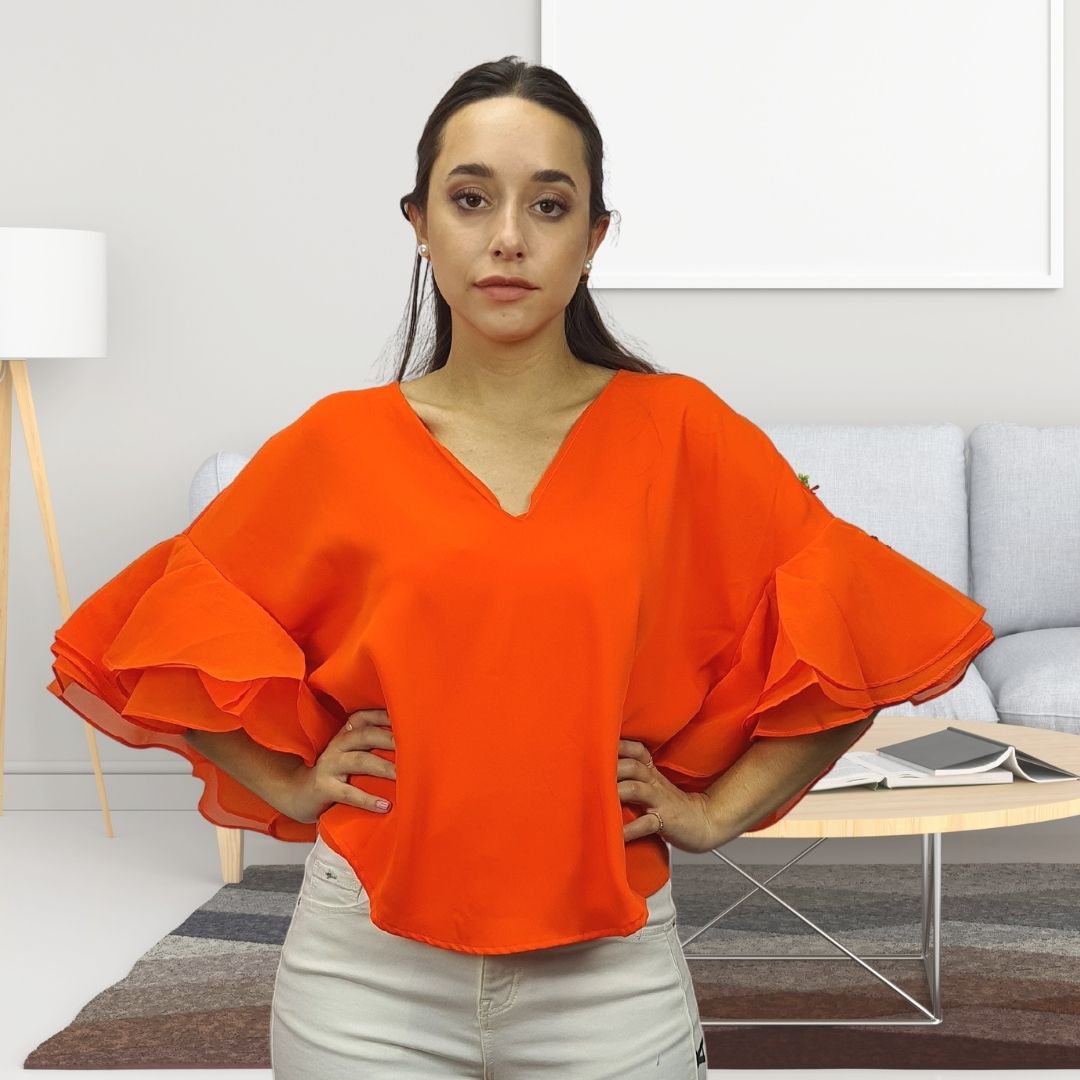 Blusa Veromoda Naranja Style VIVIEN 1/2 TOP SET(VMC-TP-ET-3)