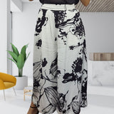 Pantalon Vero Moda Blanco y Negro Style PAINTY 7/8 WIDE PANTS(VMC-NE-EC-3)