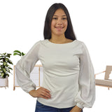 Blusa Vero Moda Blanco Style NAAS L/S JERSEY TOP(VMC-NL)