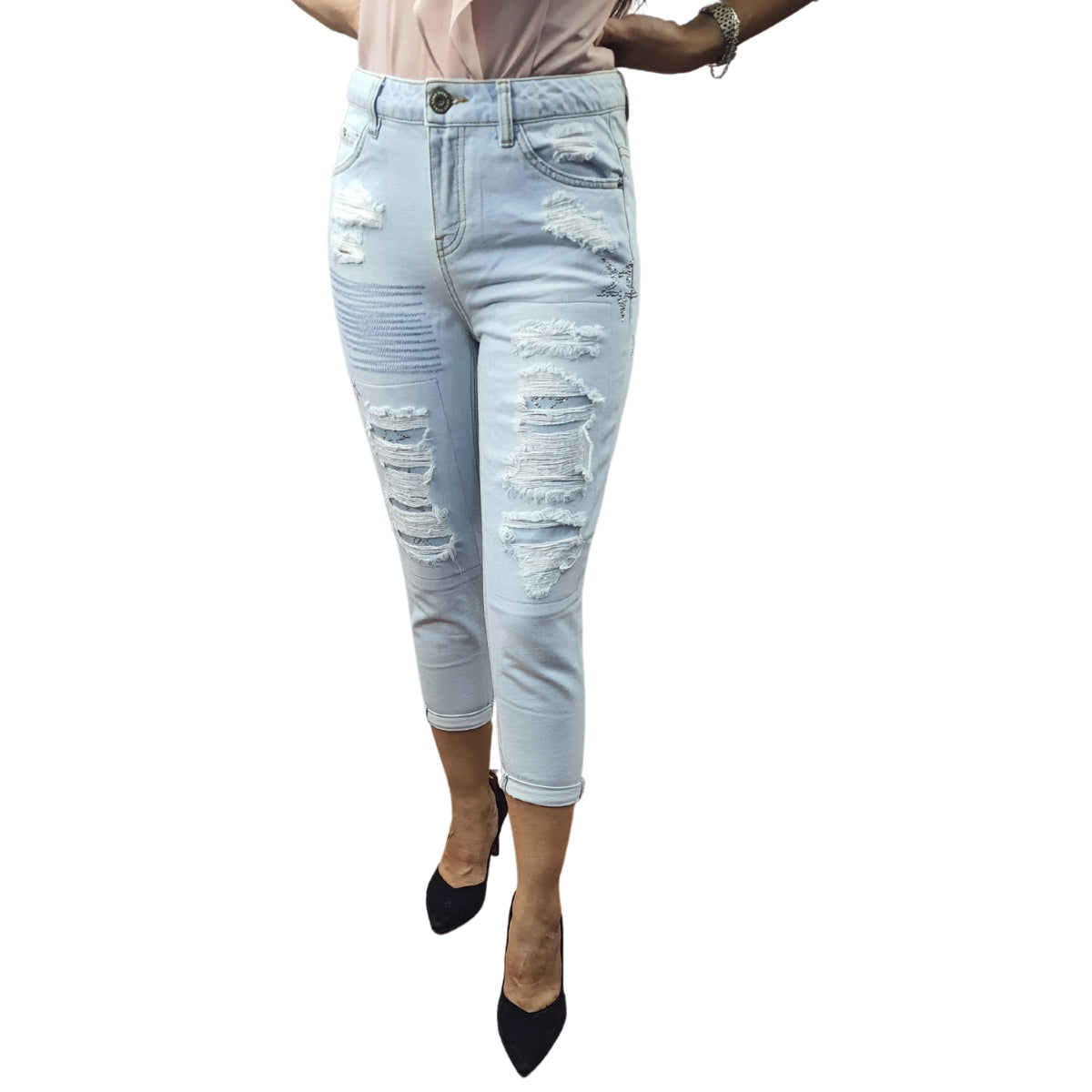 Jeans Vero Moda Azul Claro Style RAINBOW 7/8 BOYFRIEND JEANS(NE-ET-3)
