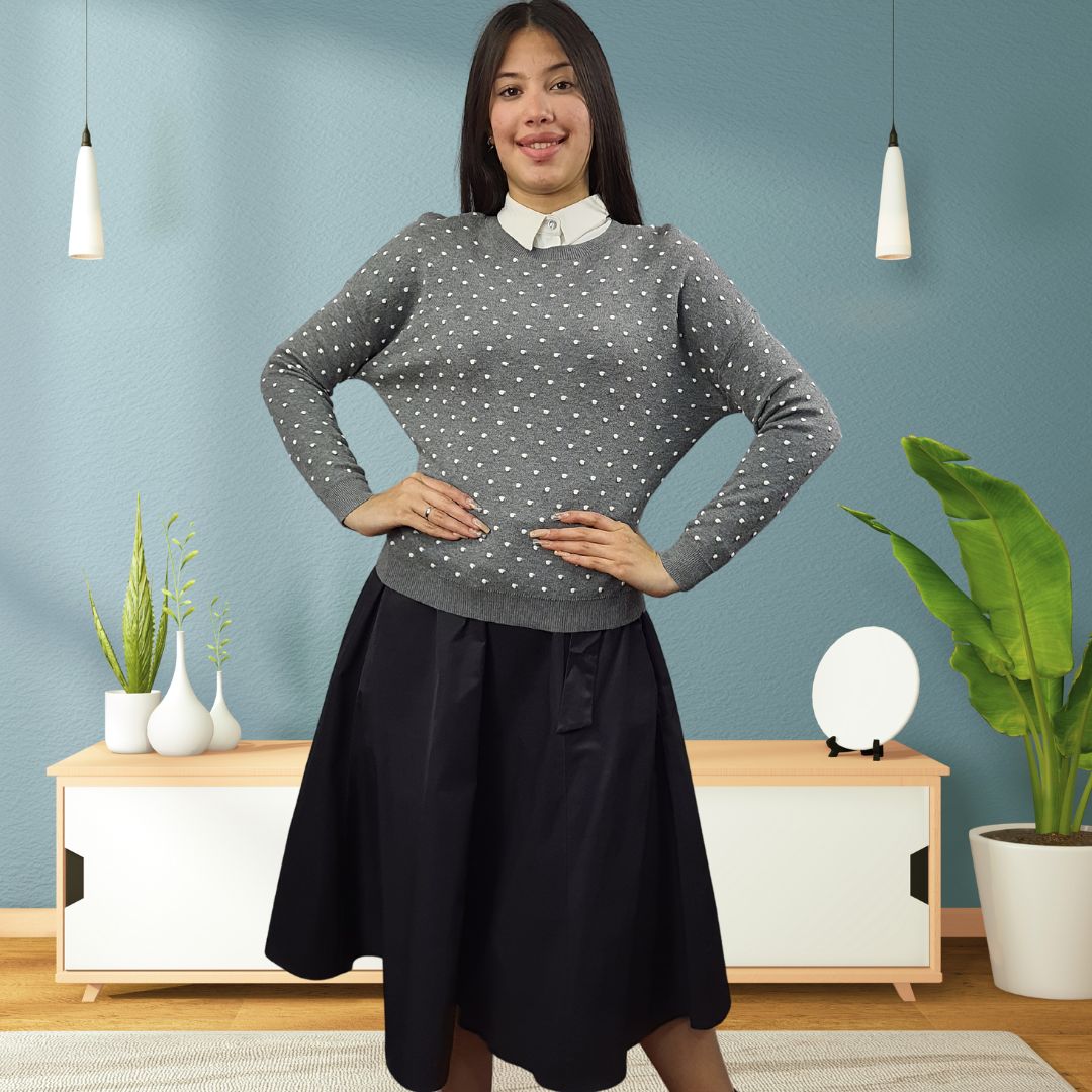Sweater Vero Moda Gris Style DOTS L/S KNIT SET(MW-EC-2)