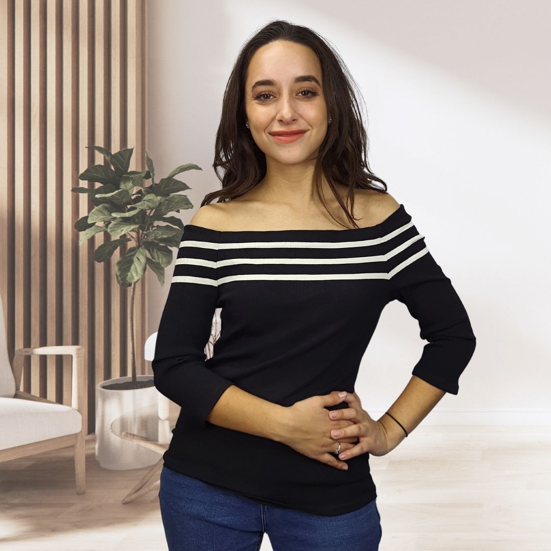 Top Vero  moda Negro  Style NESSA 3/4 TOP(TP)