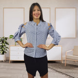 Blusa Vero Moda Azul Style BOW 3/4 SHIRT(NC)