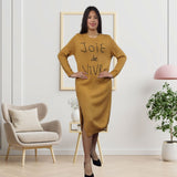 Vestido Vero Moda Marron Claro Style LAZY L/S KNIT DRESS(MW-EC-2)