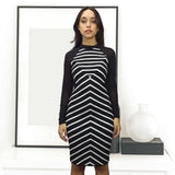 Vestido Vero Moda Negro y Blanco Style RUBY L/S KNIT DRESS(PM-ET-2)