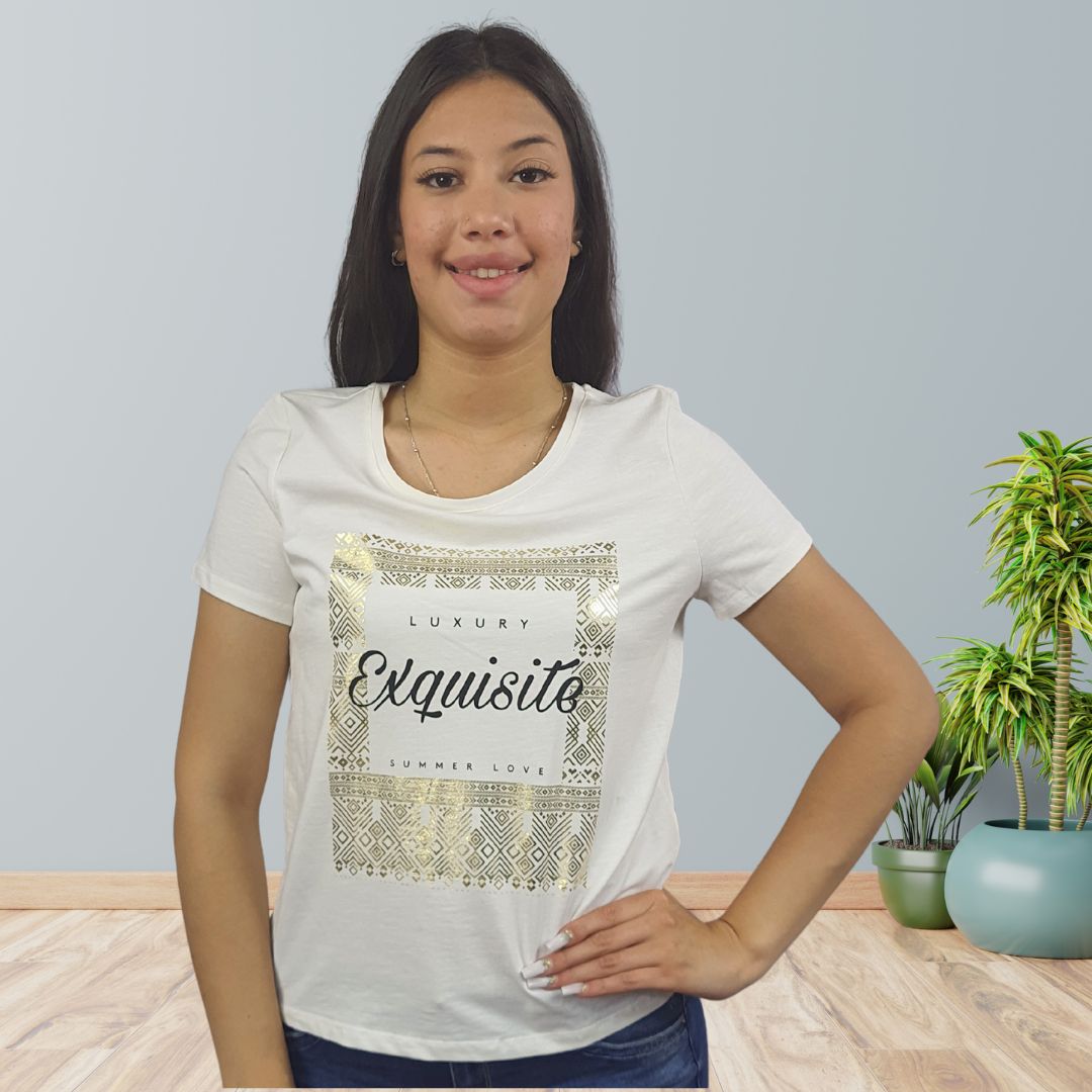 Polera Vero Moda Beige Style JO S/S TOP(HH)