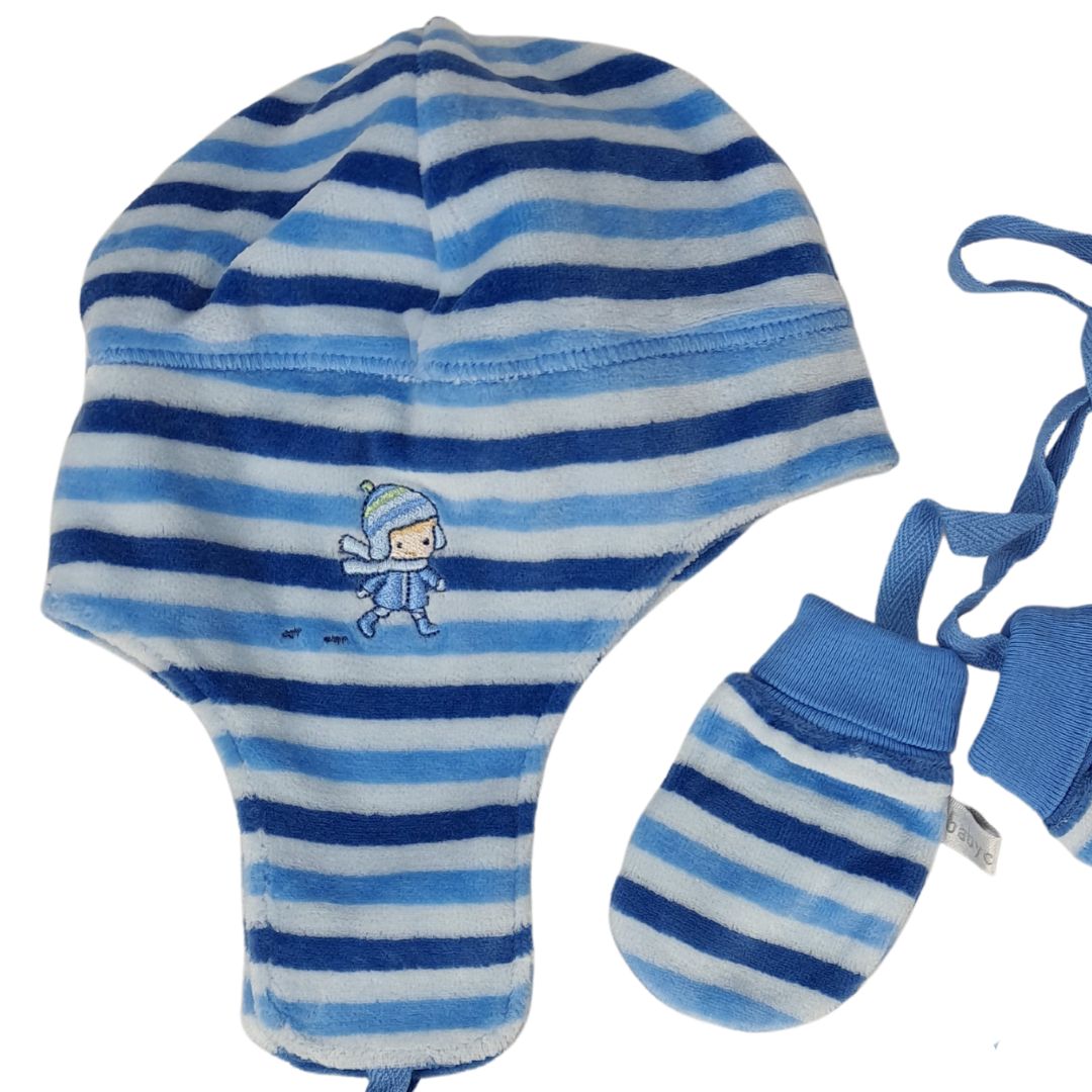 Gorro Plush Wld Winter Walk + Mitones Celeste
