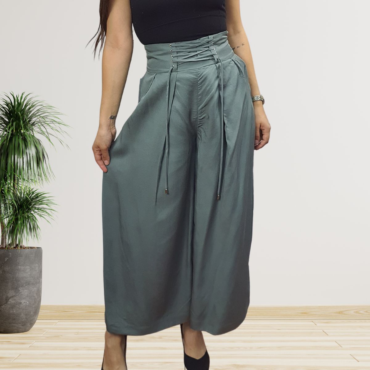 Pantalon Vero Moda Verde Style ARIA SOFT 9/10 LOOSE PANTS(VMC-NC)