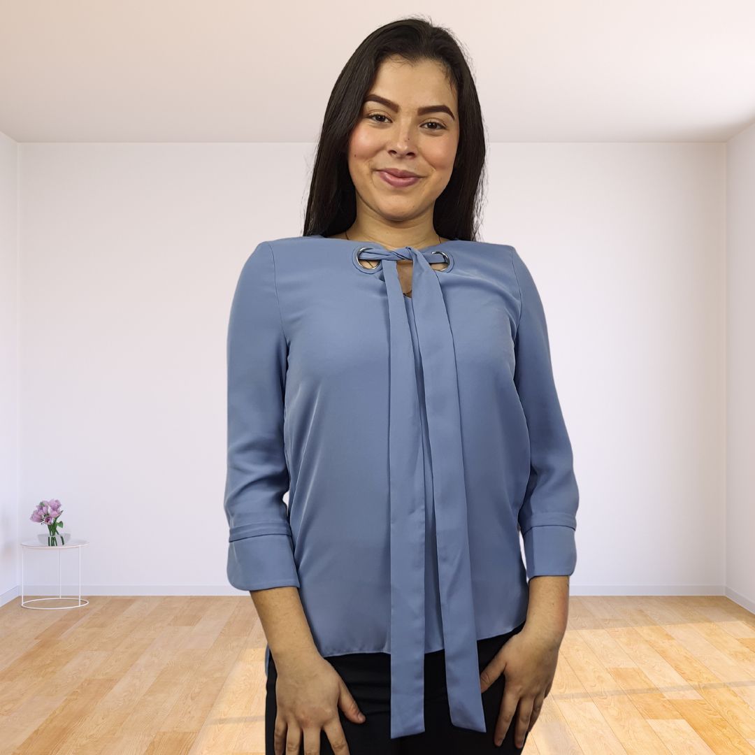Blusa  Vero Moda Gris Azulado Style EILEEN 3/4 TOP(VMC-TP)