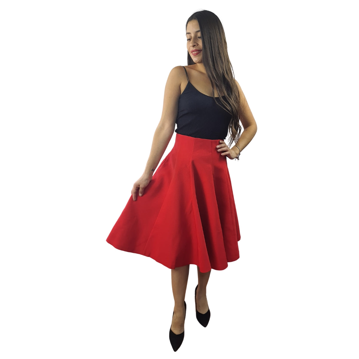 Falda Vero Moda Rojo Style DARCY MIDI SKIRT(BN-ET-2)