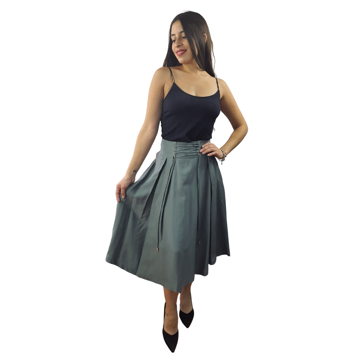 Falda Vero Moda Verde Claro Style ARIA SOFT MIDI SKIRT(VMC-SL)