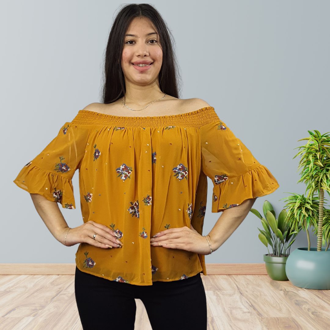 Blusa Vero Moda Mostaza Style CROSS 1/2 TOP(NN)