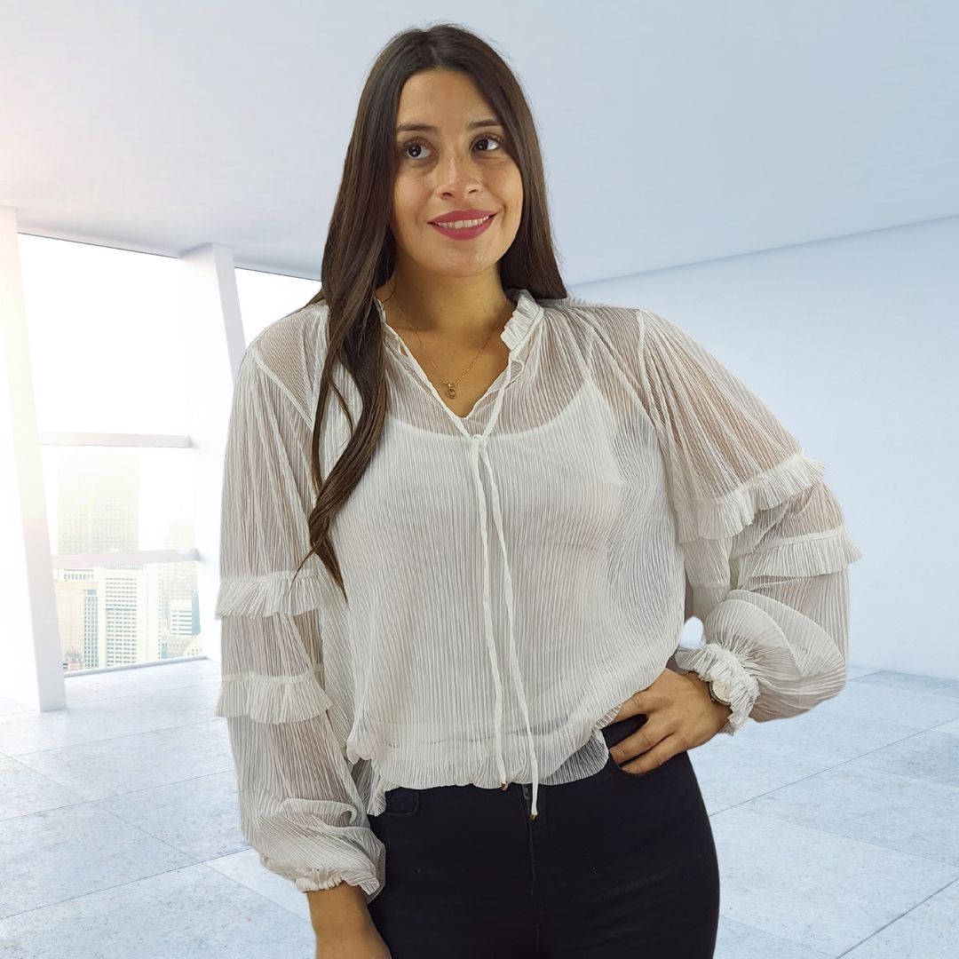Blusa Vero Moda Blanca Style BACON L/S TOP SET(VMC-PF)