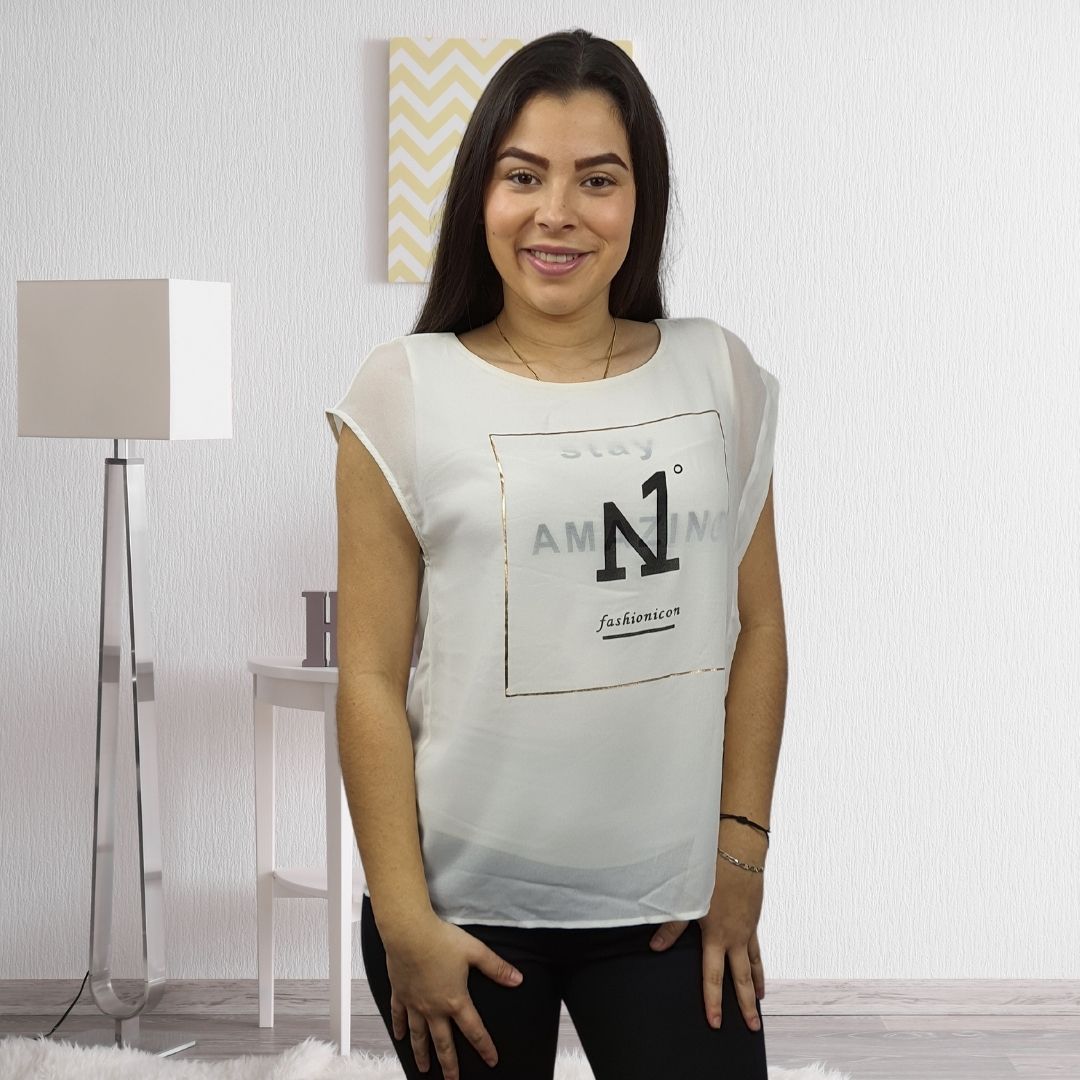 Blusa Vero Moda Blanco Style LUCIA LETTER S/S TOP(NE-EC-2)