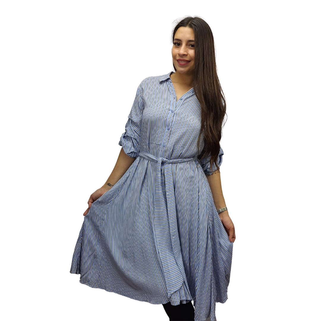 Vestido Vero Moda Azul Style CREEPER 1/2 LONG SHIRT(FL)