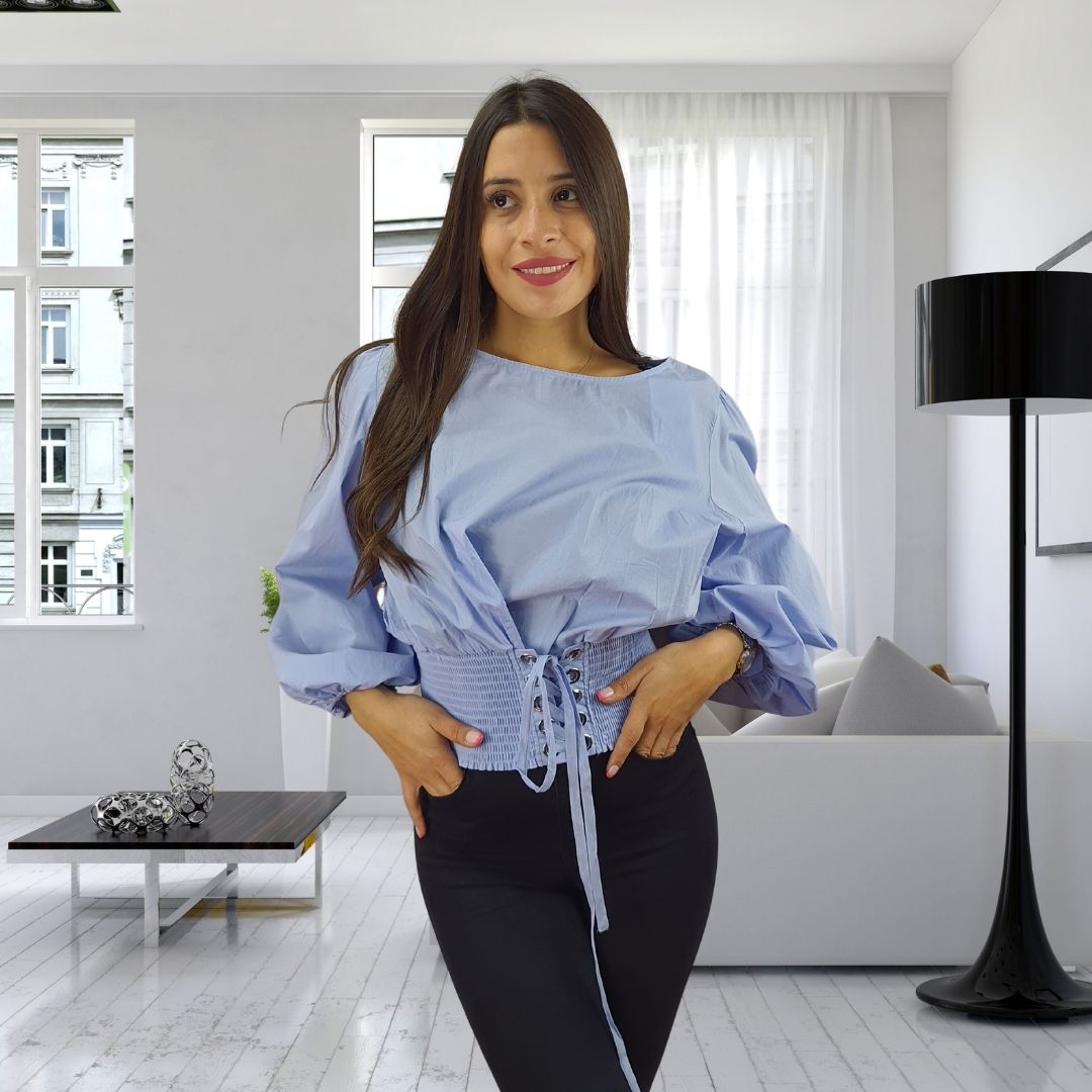 Blusa Vero Moda Celeste Style COMET 3/4 TOP(SL)