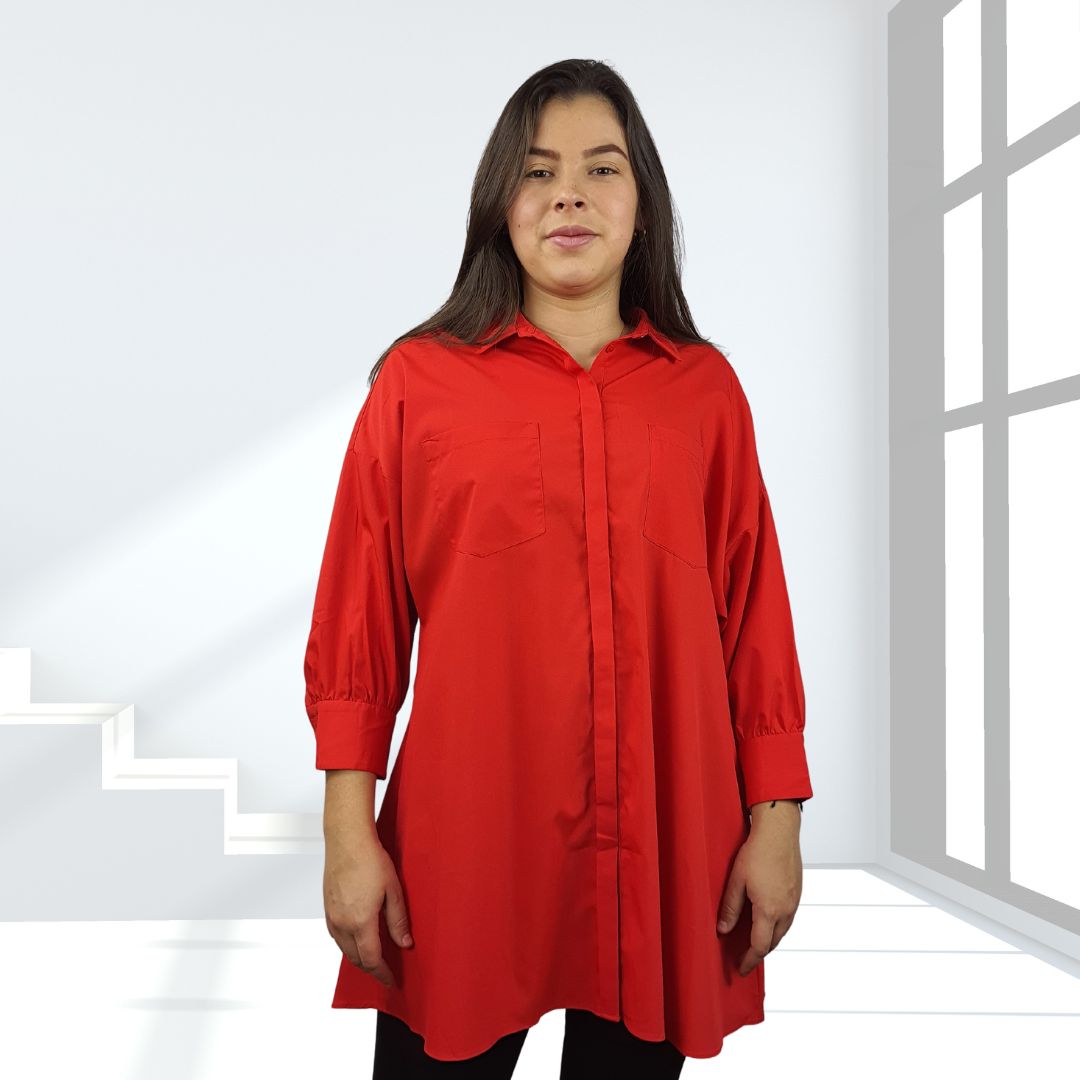 Camisa Veromoda Rojo Style APPRECIATE 3/4 SHIRT(MW-EC-2)