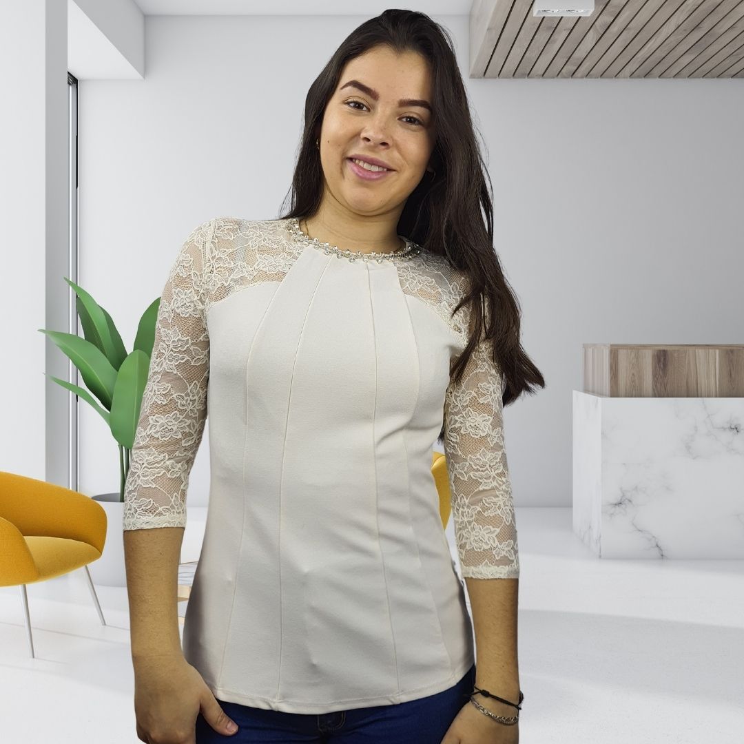 Blusa Vero Moda Beige Style MELON 3/4 JERSEY TOP(VMC-BN-ET-2)