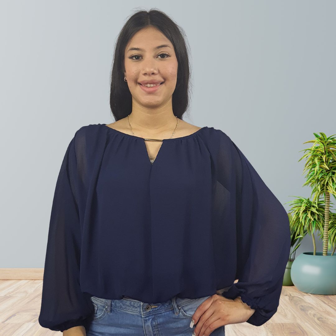 Blusa Vero Moda Azul Oscuro Style CLOUD 3/4 TOP(VMC-BN-ET-2)