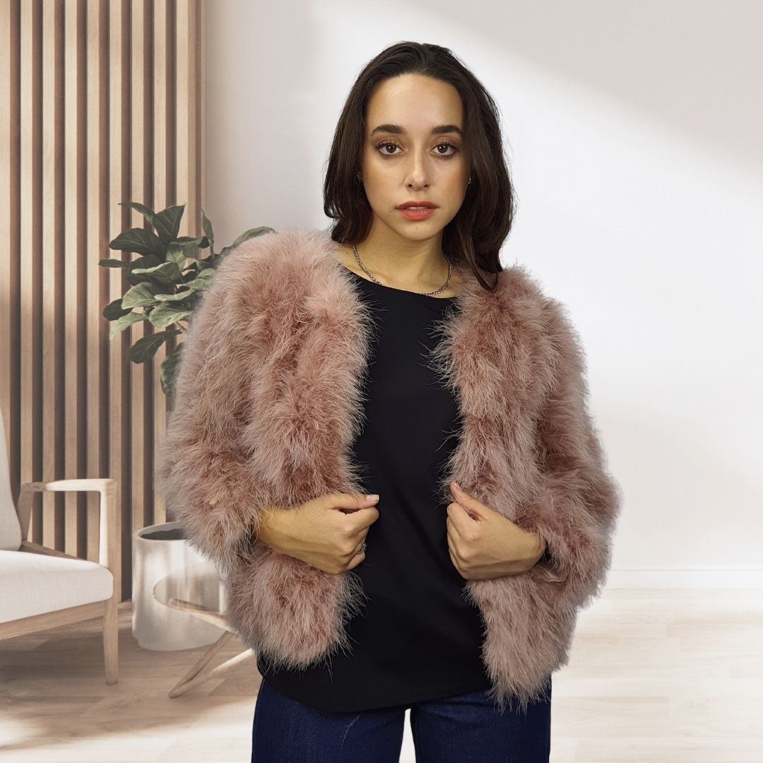 Chaqueta Vero Moda Rosa Vieja Style OTTAWA 7/8 OSTRICH FUR JKT(DR)