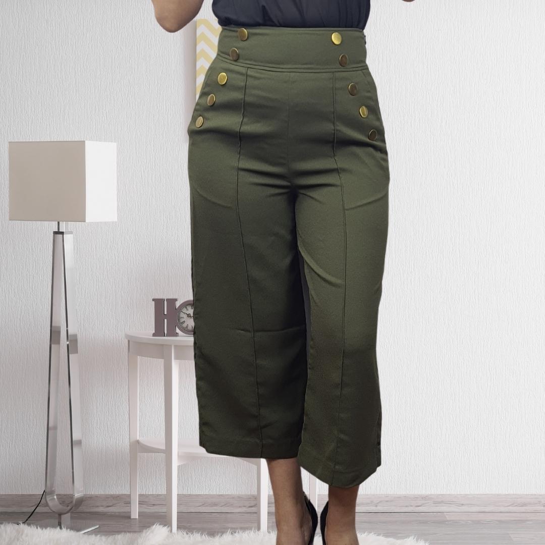 Pantalon Vero Moda Verde Style ENGLAND 7/8 WIDE PANTS(VMC-MW-ET-2)