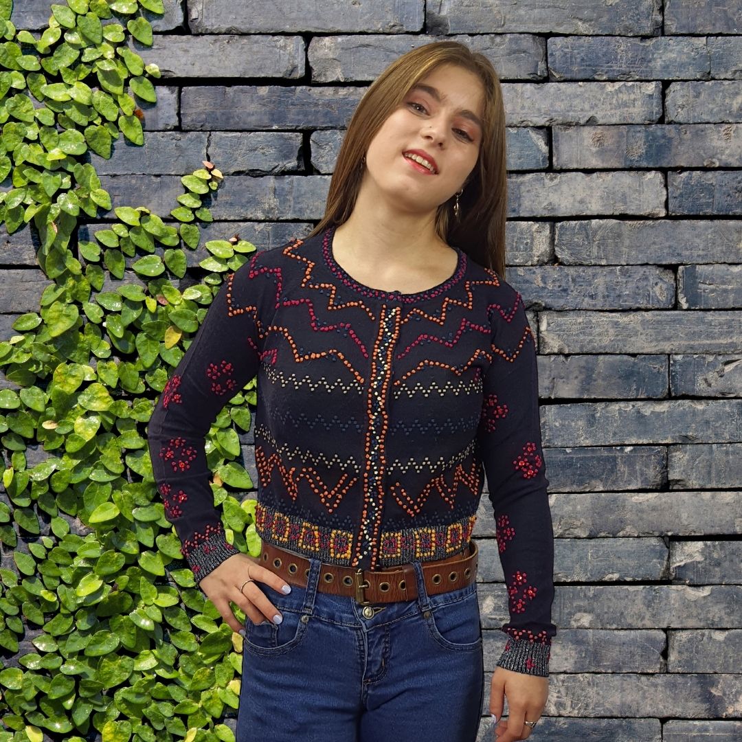 Sweater Rapsodia Elisa Etnic Negro