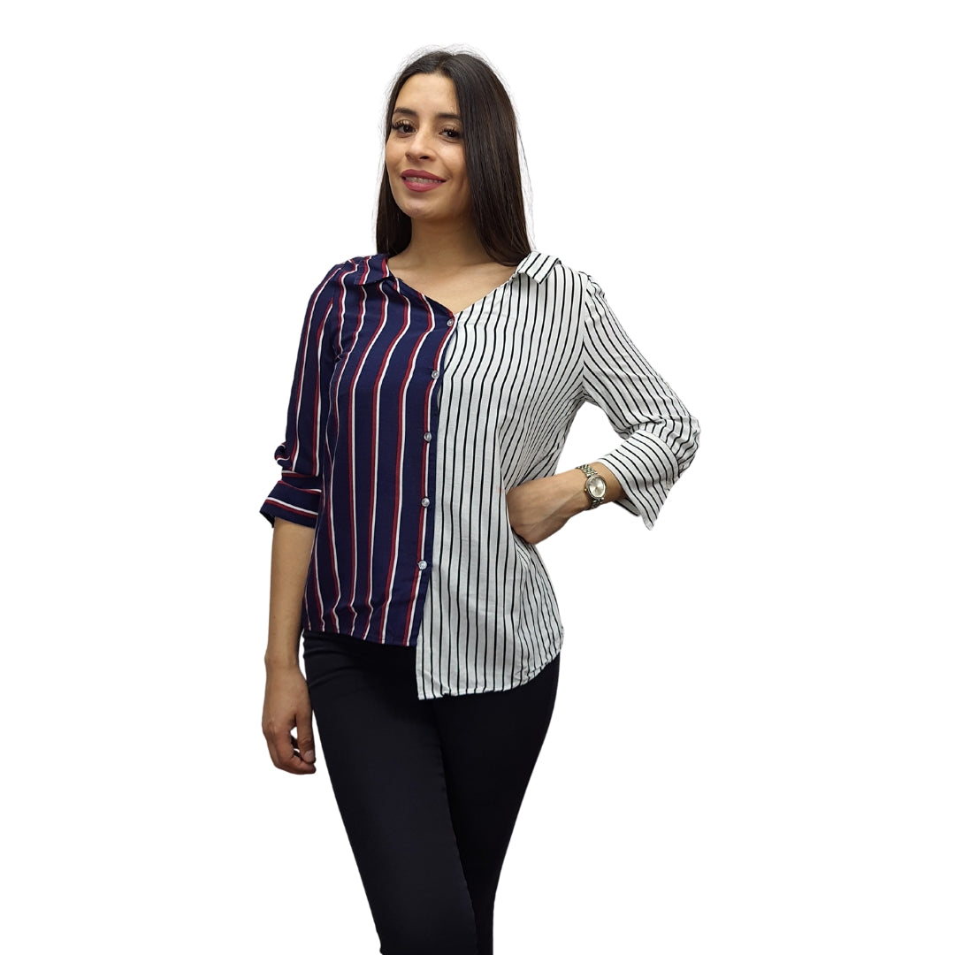 Blusa Vero Moda Azul Style NIPPY STRIPE 3/4 SHIRT(LL)