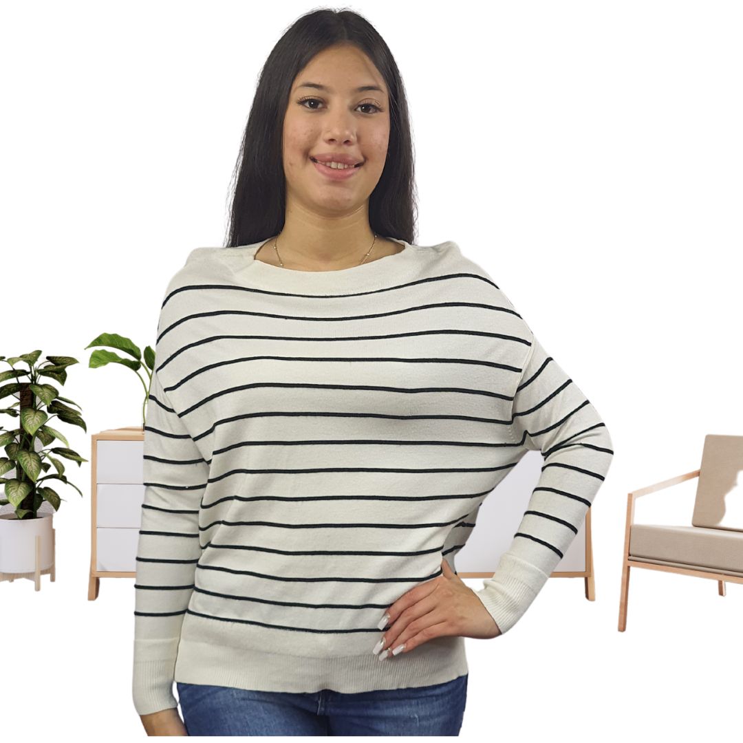 Sweater Vero Moda Blanco y Negro Style ANNA L/S KNIT(UM)